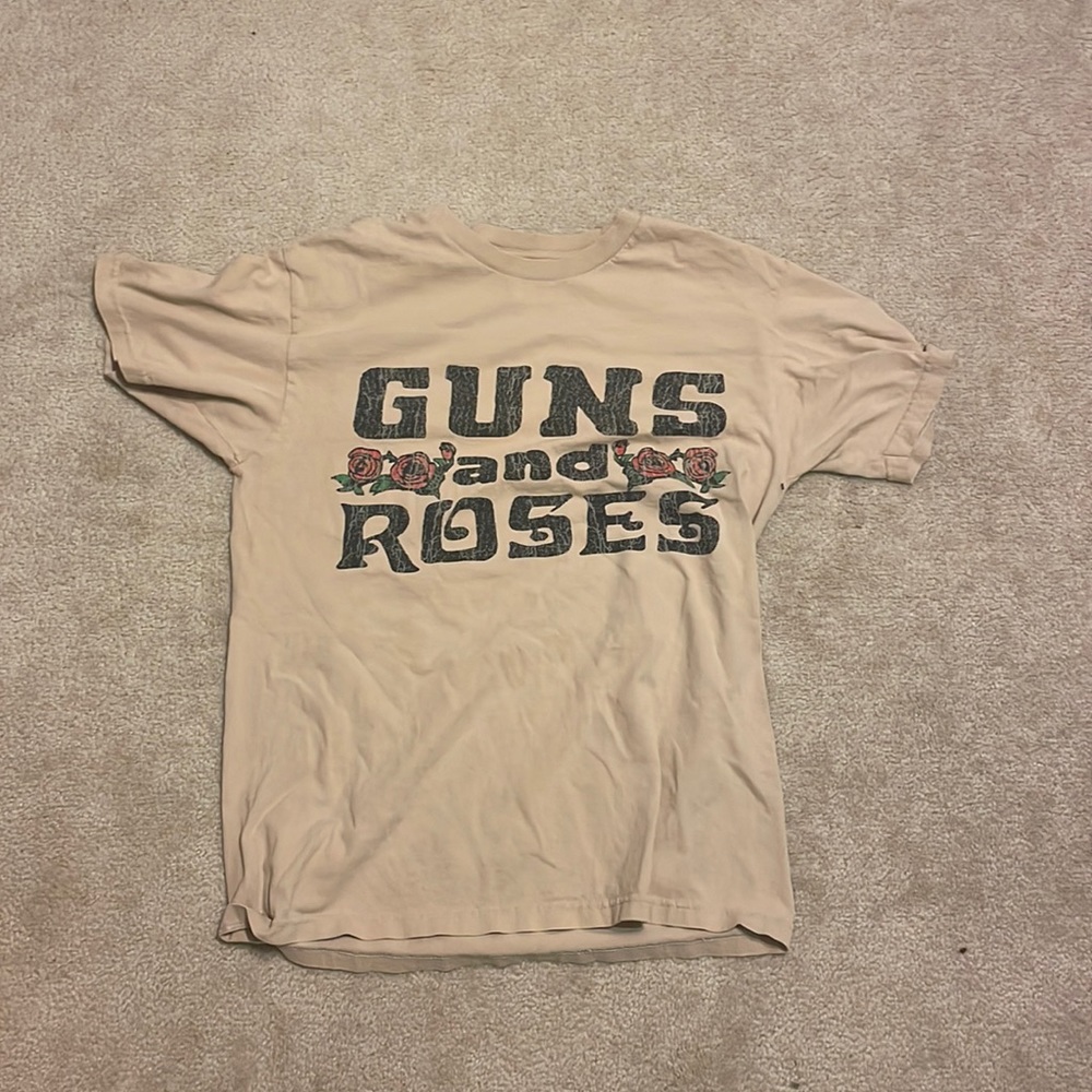 Guns and Roses Cream Short Sleeve Tee Shirt